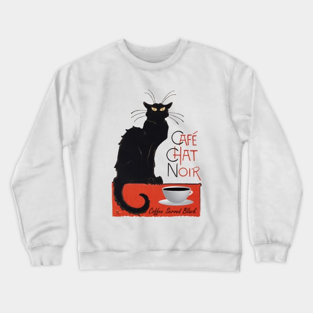 Lispe Cafe Chat Noir Cat Crewneck Sweatshirt by Lispe